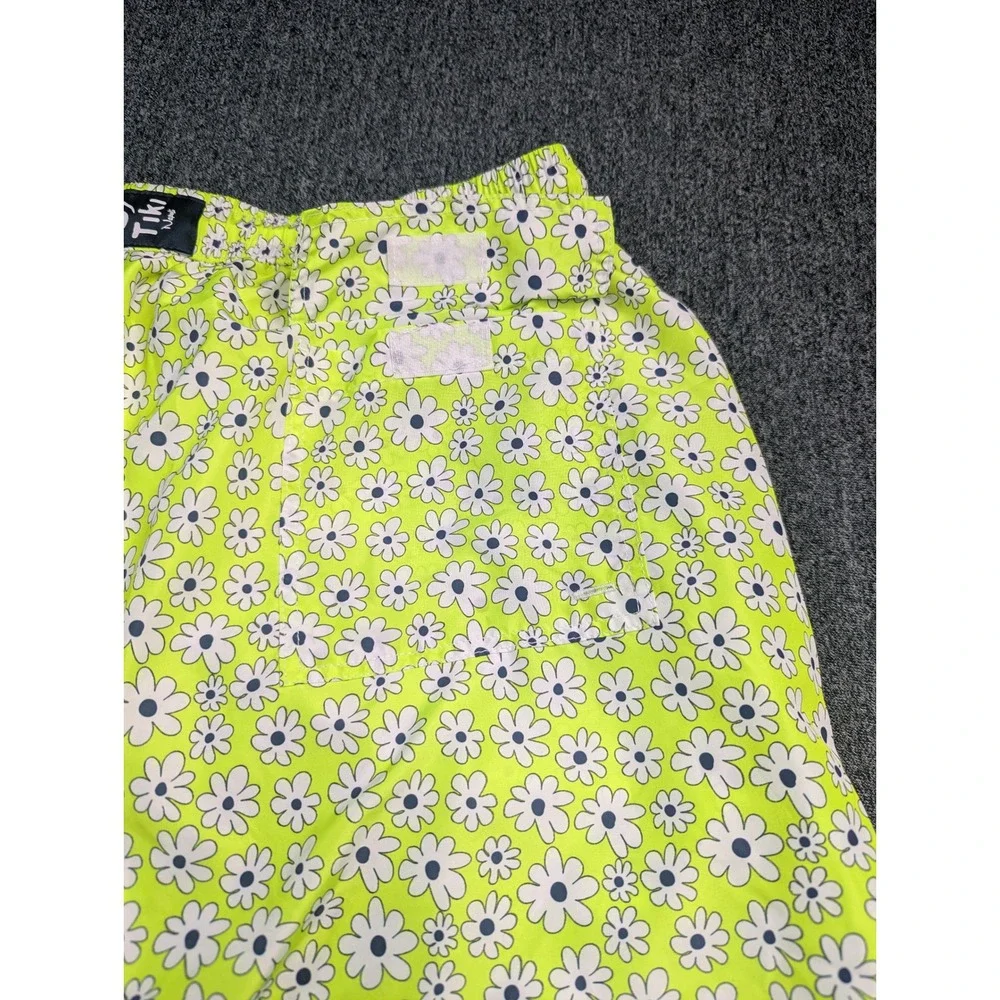Tiki New Mens XXL Swim Trunks Neon Lime Green‎ Daisy Floral Made in Italy Shorts